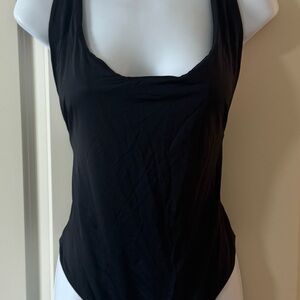 Black Asymmetrical Fitted One Piece Swimsuit